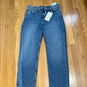 Zara NWT cropped wide leg jeans dark blue size 36